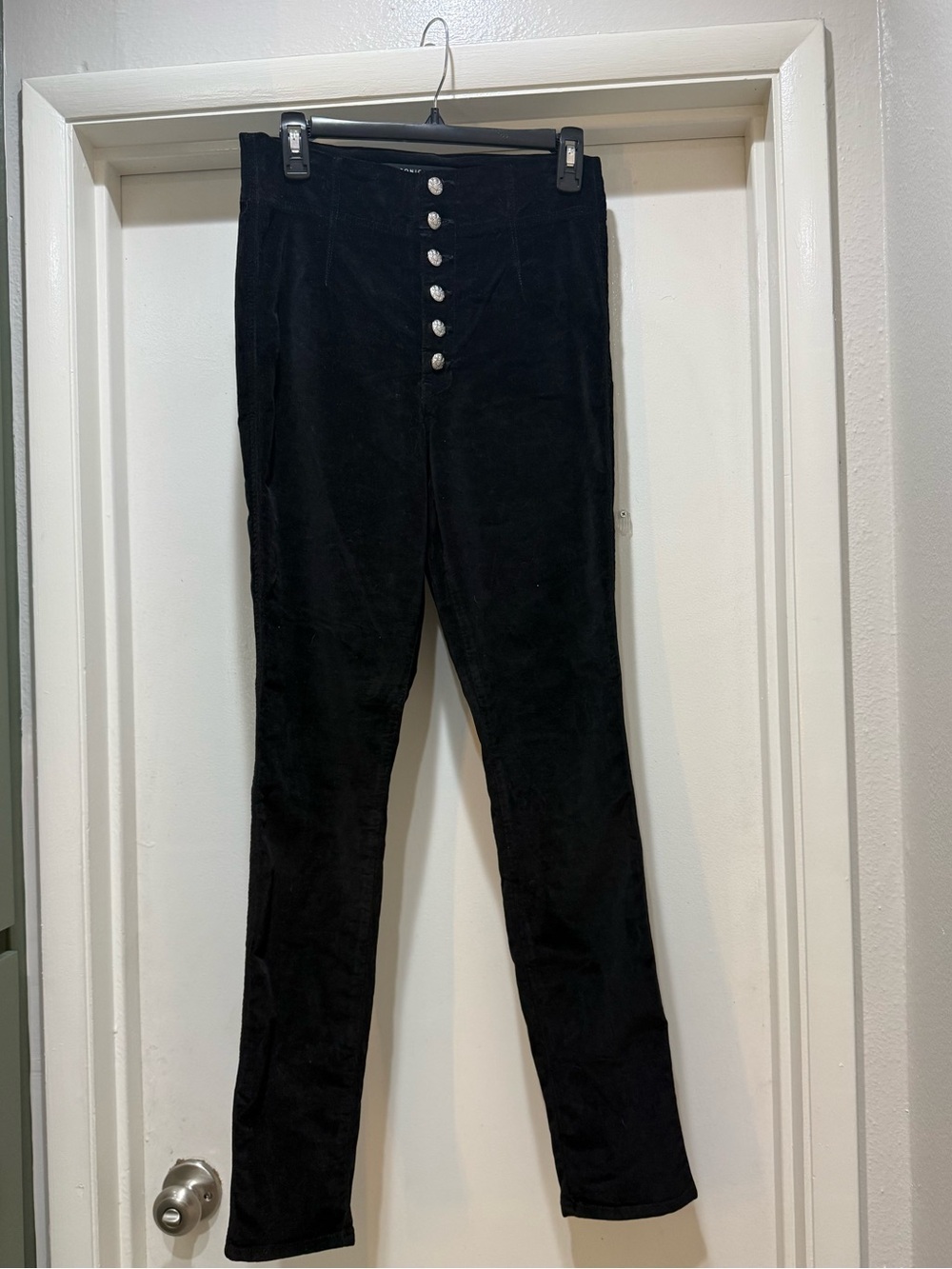 Veronica Beard High-Rise velvet Black Button-Front Jeans